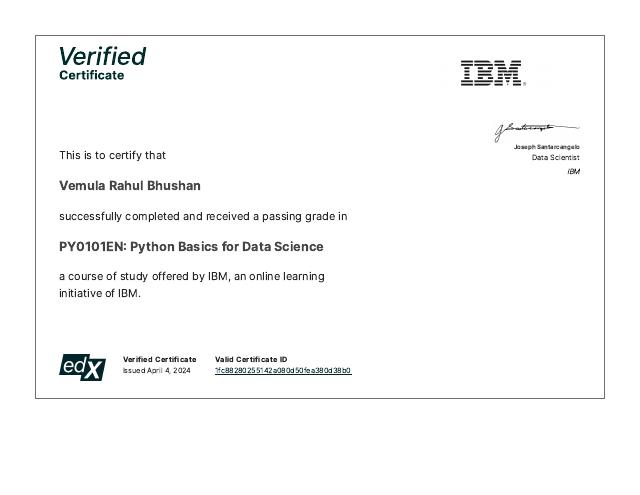 Ibm Python Basics certificate preview