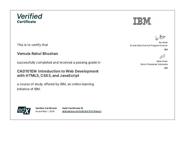 Ibm Web Development certificate preview